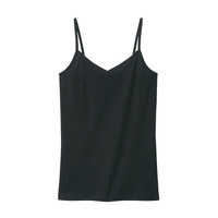 无印良品 無印良品 MUJI 女式 棉质凉爽 吊带衫 黑色 L