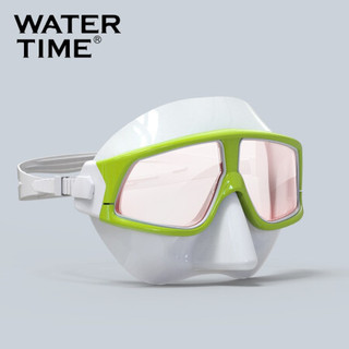 Watertime蛙咚 护目浮潜面罩潜水镜成人高清防雾大框泳镜护鼻子防呛水游泳眼镜装备 200度-广角防雾款
