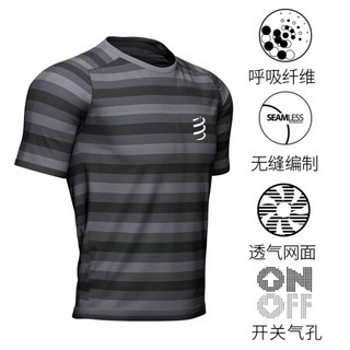 COMPRESSPORT 马拉松运动户外装备 跑步短袖 训练T恤健身衣排汗透气  Performance跑步短袖-黑色 XL