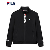 FILA 斐乐官方 男子外套 2020秋季新款运动休闲立领针织长袖外套柔软上衣男 正黑色-BK 170/92A/M