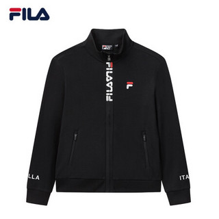 FILA 斐乐官方 男子外套 2020秋季新款运动休闲立领针织长袖外套柔软上衣男 正黑色-BK 170/92A/M