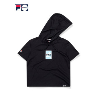 商品fila fusion 斐乐 女子短袖t恤 2020夏秋新款潮牌时尚印花连帽衫