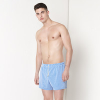 范德安(BALNEAIRE) 男士泳衣 时尚条纹泳裤 男 宽松沙滩裤平角游泳裤 蓝白条纹 XXXXL