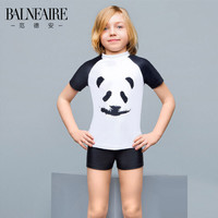 范德安(BALNEAIRE) 男童平角分体 中大童沙滩游泳衣 黑色、白色 7-8(120cm-130cm)