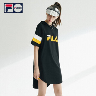 FILA FUSION 斐乐女子连衣裙2020夏季新款时尚宽松潮流连衣裙女 深黑-BK 165/84A/M