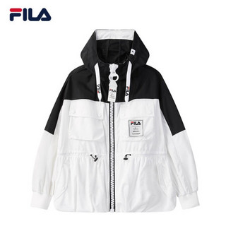 FILA x MIHARA斐乐蔡徐坤力荐 女子梭织外套2020新款联名款抽绳外套宽松上衣 白色拼接-WT 160/80A/S