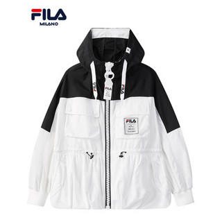 FILA x MIHARA斐乐蔡徐坤力荐 女子梭织外套2020新款联名款抽绳外套宽松上衣 白色拼接-WT 160/80A/S