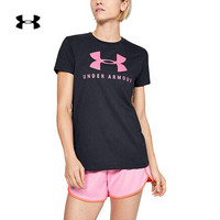 安德玛官方UA Sportstyle女子圆领运动短袖T恤Under Armour1346844 黑色003 L