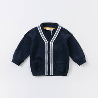 戴维贝拉童装男童毛衣儿童针织衫开衫外套男宝宝线衣davebella秋装2020新款幼儿线衫 DB14569 藏青色 90cm(建议身高80-90cm)