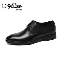 金利来（goldlion）男鞋商务正装皮鞋男舒适透气圆头系带英伦男皮鞋111010143ADB-黑色-38码