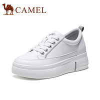 骆驼（CAMEL） 女鞋 轻盈休闲纯色车缝线厚底小白鞋 A03523651 白/灰 38