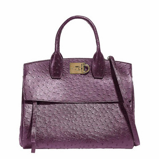 Ferragamo菲拉格慕女包手提包时尚新潮百搭商务白领休闲 深紫色