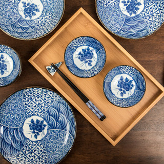 美浓烧（Mino Yaki） 美浓烧日本进口青花陶瓷碗餐具套装家用日式餐具碗碟盘子16头 瑞华16头