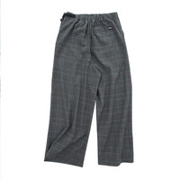 【NU】诺诗兰春季户外女士时尚格纹不对称设计休闲长裤阔腿裤 KL082529 黑灰格纹色 M