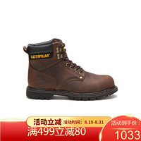 CAT卡特SecondShift Work Boot男子防滑高筒靴系带工装靴15962M Dark Brown 7