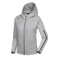 诺诗兰秋冬户外运动宽松舒适撞色百搭时尚连帽女士卫衣 GL082622 浅麻灰色 S
