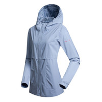 诺诗兰2020春夏户外女士休闲外套 防风防泼水连帽风衣 GL092602 蔚蓝色 160