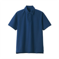無印良品 MUJI 無印良品 男式 易干 短袖POLO衫 蓝色 S