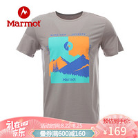 Marmot/土拨鼠20春夏运动圆领时尚弹力棉感短袖T恤男户外 43483 雨凇灰504 XXL 欧码偏大