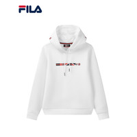FILA 斐乐官方 女子连帽卫衣 2020秋季新款时尚印花百搭连帽衫女 标准白-WT 170/88A/L