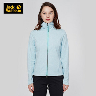 Jackwolfskin/狼爪官方针织上衣女秋冬新品户外保暖抓绒透气网眼衬里休闲外套1707181 1707181-4010/淡蓝色 M  170/92A