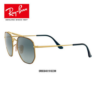 RayBan雷朋太阳镜男女款金属双梁方形潮流渐变墨镜0RB3648可定制 91023M雪茄色镜框蓝色渐变灰色镜片 尺寸54