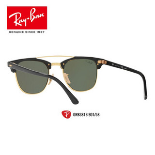 RayBan雷朋太阳镜男女款双梁时尚偏光开车镜墨镜0RB3816可定制 901/58黑色镜框偏光绿色镜片 【定制单拍不发，镜片需另拍】尺寸51