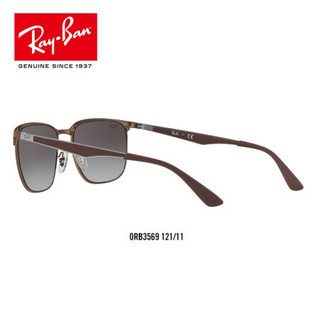 RayBan雷朋太阳镜男女款半框方形舒适渐变镜片墨镜0RB3569可定制 121/11 棕色镜框浅灰色渐变深灰色镜片 尺寸59【定制单拍不发，镜片需另拍】