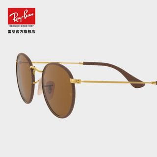 RayBan雷朋新款太阳眼镜圆形男女款圆形框复古时尚0RB3475Q墨镜可定制 9041 棕色镜框皮革棕色镜片 尺寸50【定制单拍不发，镜片需另拍】