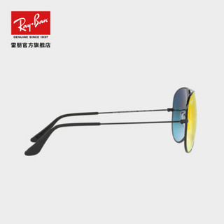 RayBan 雷朋太阳眼镜飞行员形男女款蛤蟆镜潮流渐变彩膜反光RB3025可定制 002/4W 亮黑色镜框反光渐变红色镜片 尺寸58【定制单拍不发，镜片需另拍】