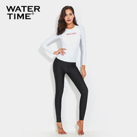Watertime蛙咚 女游泳衣 水母衣潜水浮潜服 显瘦保守运动泳衣 分体长袖上衣冲浪服防晒衣 白色 L
