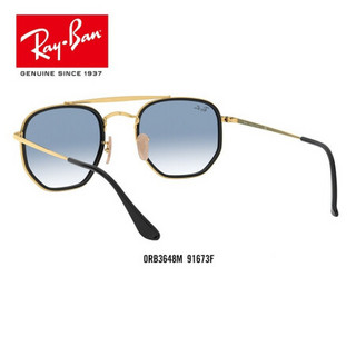 RayBan雷朋夏季新品太阳镜男款时尚潮流方形渐变墨镜0RB3648M可定制 91673F金色镜框透明渐变蓝色镜片 尺寸52【定制单拍不发，镜片需另拍】