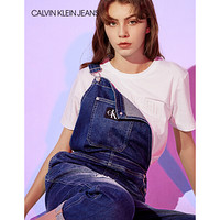 CK JEANS 2020春夏款女装 立体LOGO短袖圆领T恤J213768 YAF-白色 S