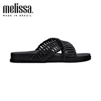 melissa 梅丽莎2020春夏新品时尚军绿色编织绑带女士凉拖鞋 黑色 7 内长240mm