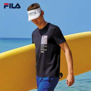 FILA 斐乐官方 男子短袖T恤2020夏季新款时尚棉质半袖百搭休闲衫 传奇蓝-NV 170/92A/M