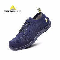 代尔塔 透气劳保鞋 19年新款 双层飞织 防砸防刺穿 防静电 时尚双色安全鞋 301228 蓝黄 42
