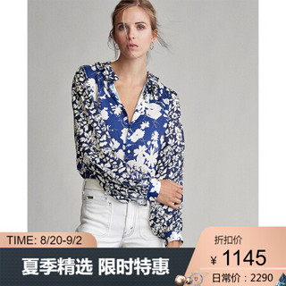 Ralph Lauren/拉夫劳伦女装 2020年春季花卉图案绸缎衬衫21171 410-海军蓝 M