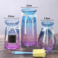 6加1 北欧透明玻璃小花瓶 3件套 24cm/18cm/18cm(送花瓶刷)