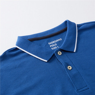 佐丹奴（Giordano） POLO衫 Polo撞色领珠地布修身短袖POLO01019018  12方纳蓝 大码(175/100A)