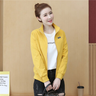 新薇丽（Sum Rayleigh）短款外套女 2020秋季韩版休闲小个子上衣百搭夹克棒球服 LXSW8165 黄色 M