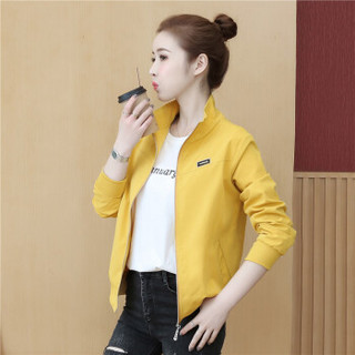 新薇丽（Sum Rayleigh）短款外套女 2020秋季韩版休闲小个子上衣百搭夹克棒球服 LXSW8165 黄色 M