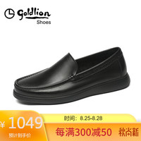 金利来(goldlion)男鞋都市轻质皮鞋套脚舒适商务休闲鞋216019230ALC-黑色-43码