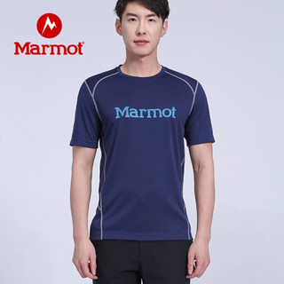 Marmot/土拨鼠20春夏运动防晒排汗透气UPF50圆领短袖速干T恤男户外 玛瑙灰1515 S 欧码偏大