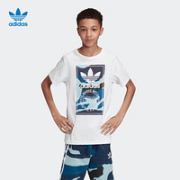 阿迪达斯官网 adidas 三叶草CAMO TEE大童装短袖上衣 DV0911 白/多色 158CM