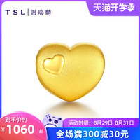 TSL谢瑞麟黄金手链新款女爱心型转运珠3D硬金足金情侣款红绳X3757