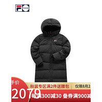 FILA FUSION 斐乐官方女士羽绒服2020秋冬季新款中长款保暖休闲外套 黑色-BK 160/80A/S