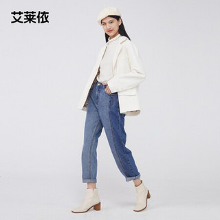 【商场同款】eral/艾莱依2020年秋季新款小众宽松设计感休闲灯芯绒西装外套女 暖白色 155