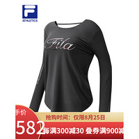 FILA ATHLETICS 斐乐 女士长袖T恤2020冬新款弹性时尚休闲运动 深黑-BK 175/92A/XL