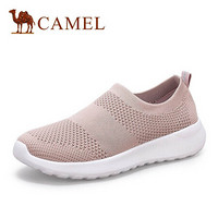 骆驼（CAMEL） 女士 透气舒适织物中跟套脚休闲鞋 A012266221 粉色 35