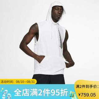 耐克Nike男士无袖训练连帽衫CD7256 White/Black 2XL